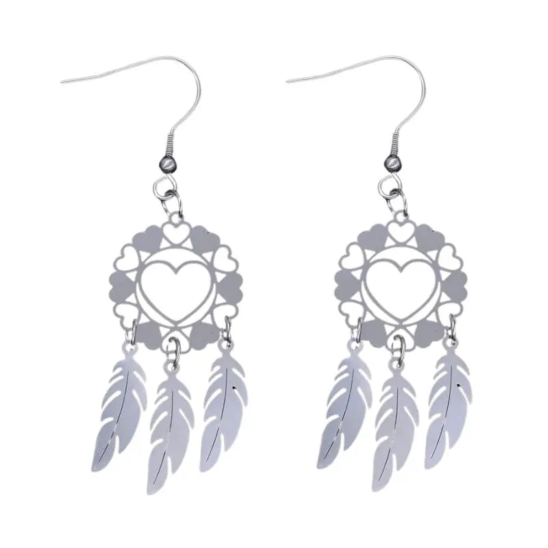 Dream catcher earrings with feathers