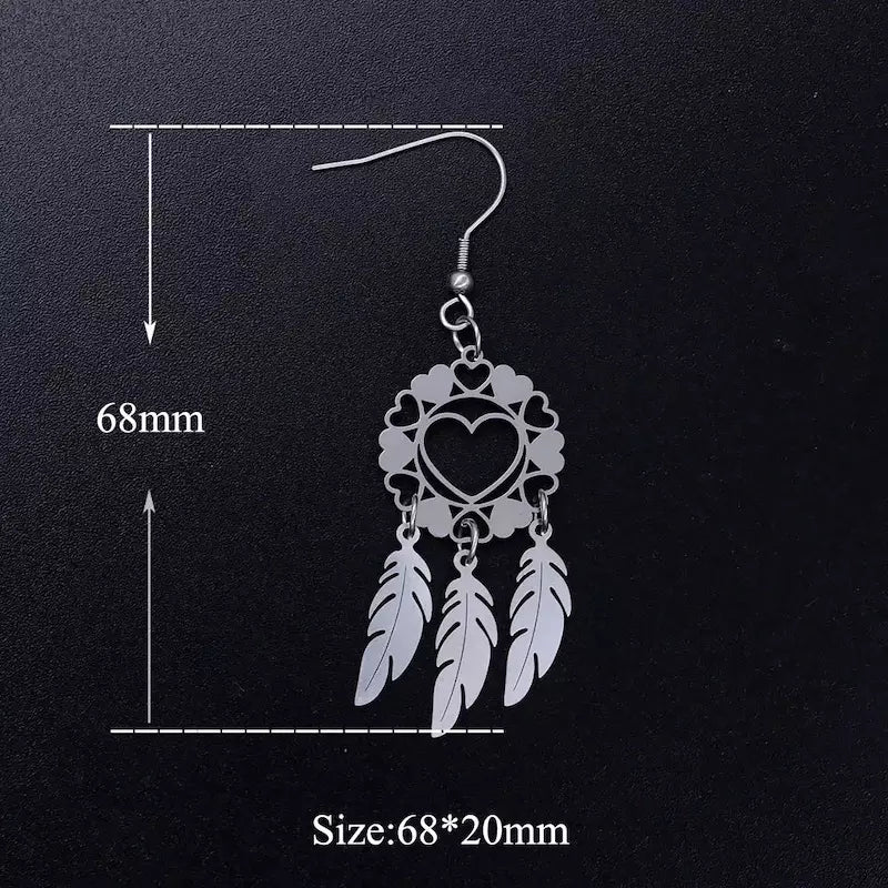 dream catcher earrings with heart