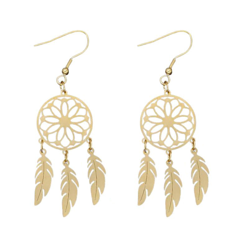 dream catcher gold earrings