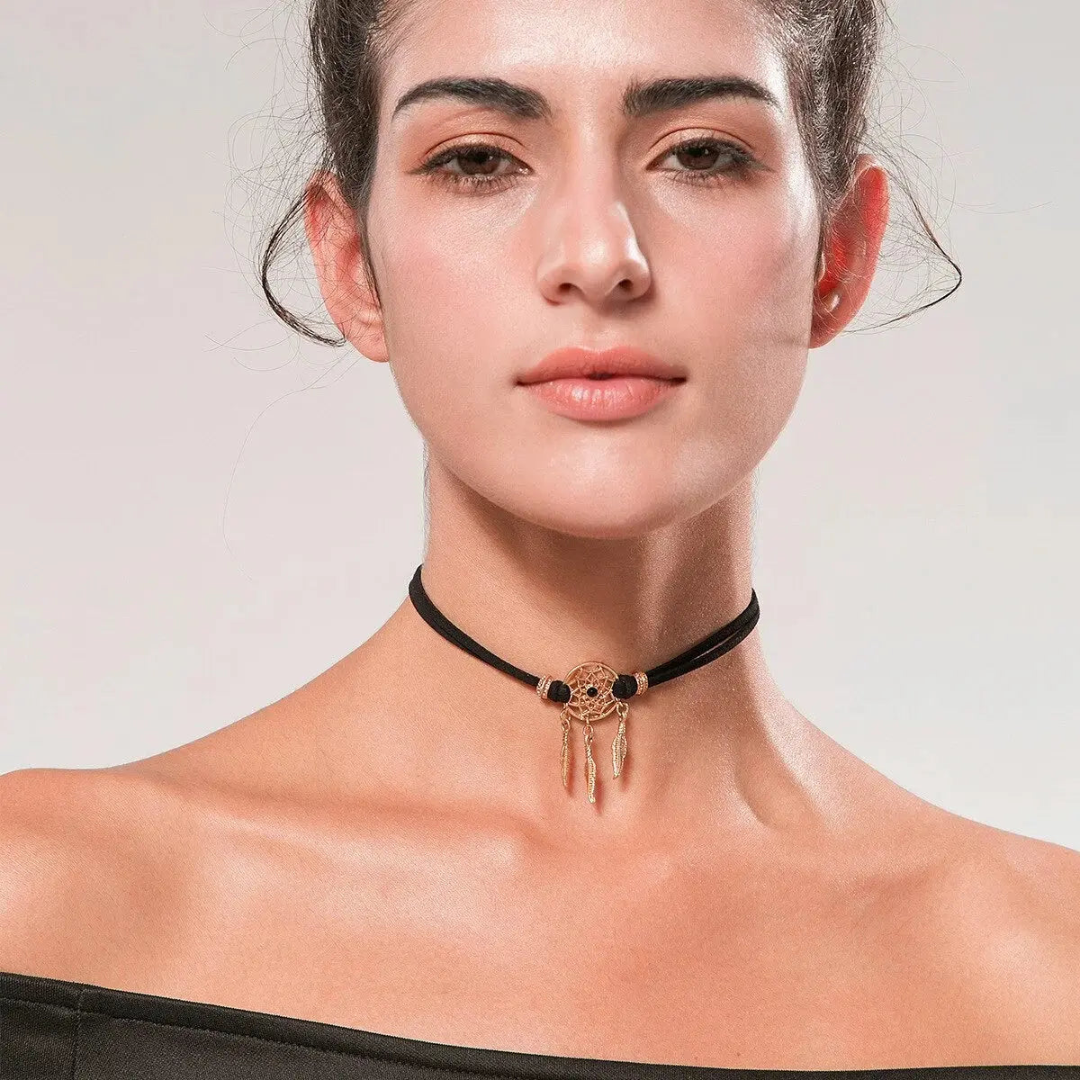 Dream catcher leather necklace