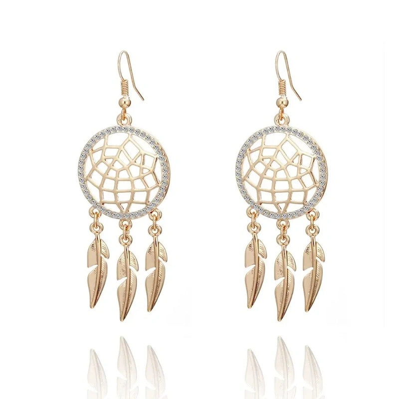dreamcatcher gold earrings