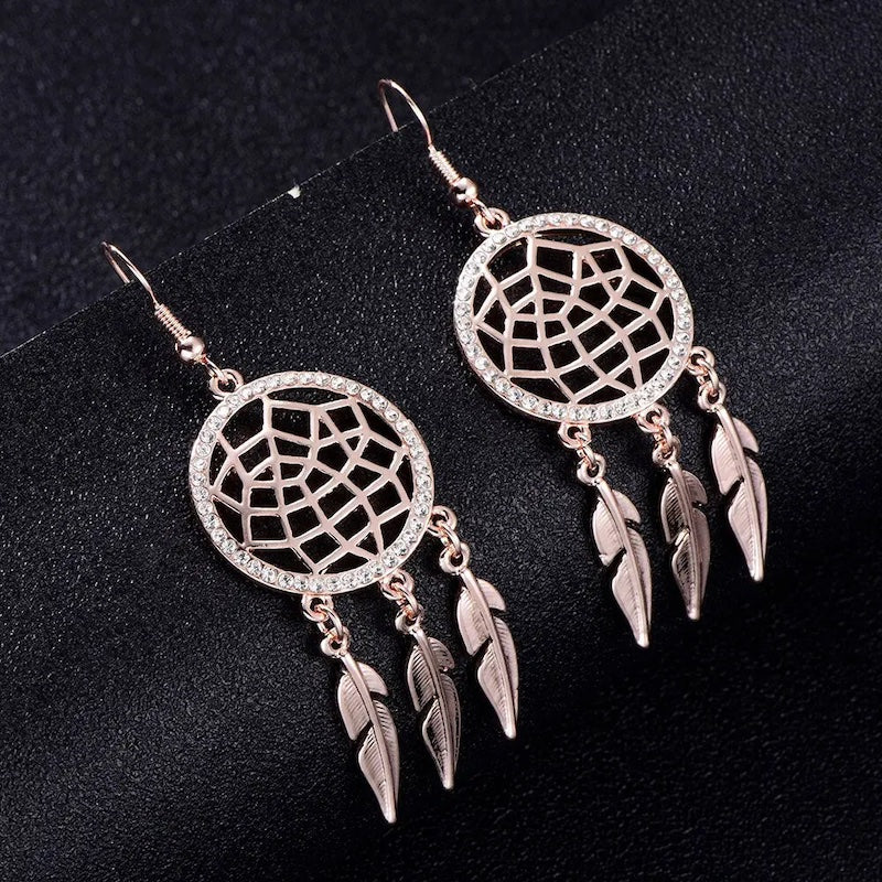 rose gold dreamcatcher earrings