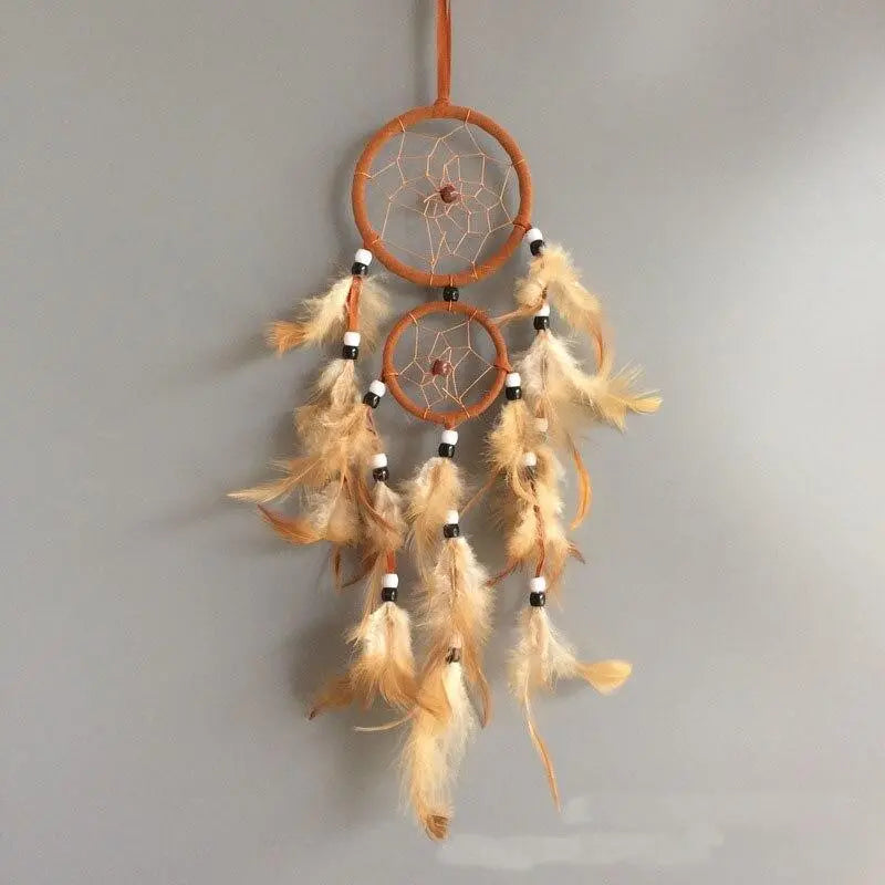 Traditional Cream & Ivory Faux Leather Dreamcatcher - 6x20cm