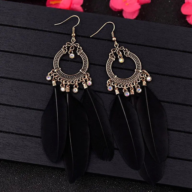 black dreamcatcher earrings
