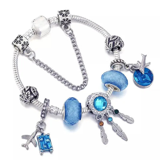 Blue charm bracelet