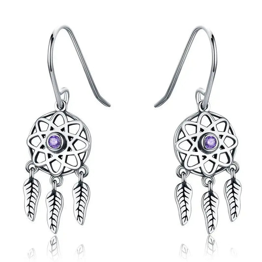 Dream catcher earrings sterling silver