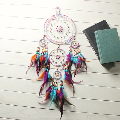 Five rings dream catcher pendant