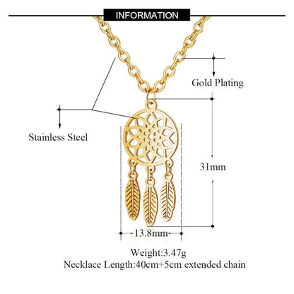 Gold dreamcatcher necklace