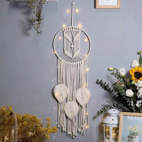 Macrame dreamcatcher with feathers