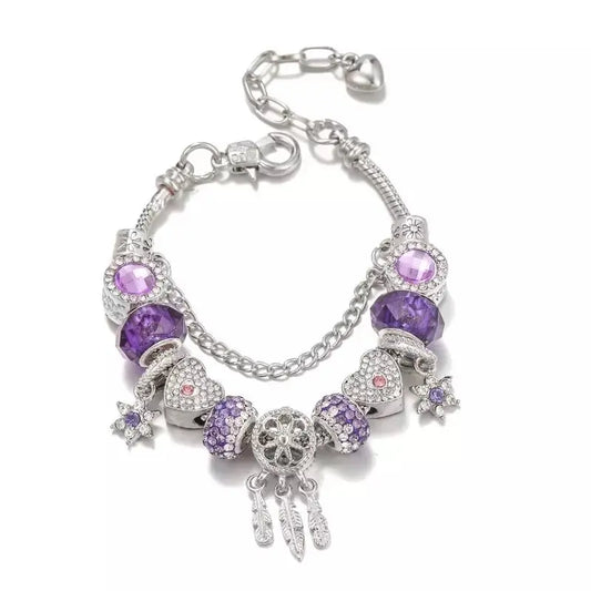 Purple charm bracelet