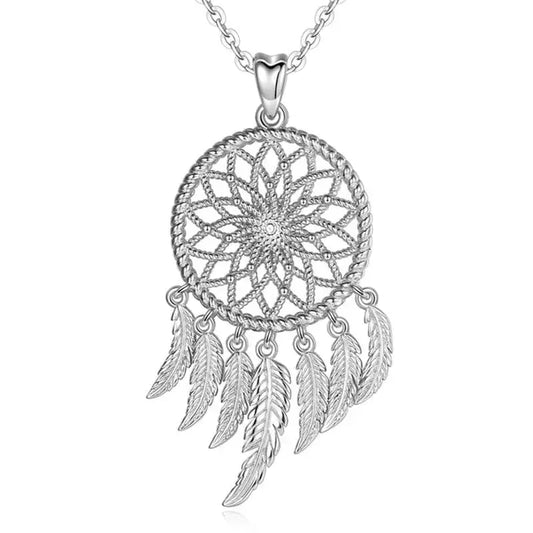 Silver dream catcher necklace