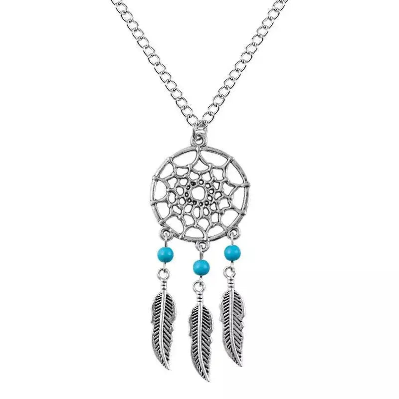 Turquoise dreamcatcher necklace
