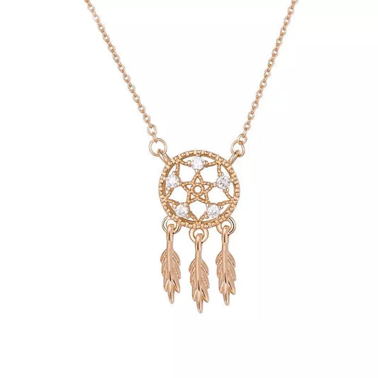 Diamond dream catcher necklace