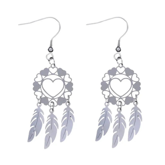 Dream catcher earrings with feathers 