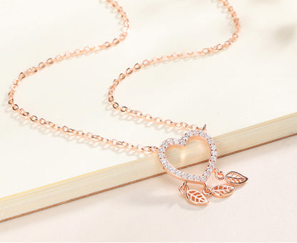 Dream catcher heart necklace rose gold