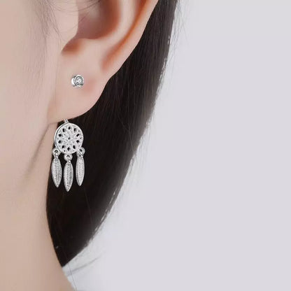 dreamcatcher silver earrings