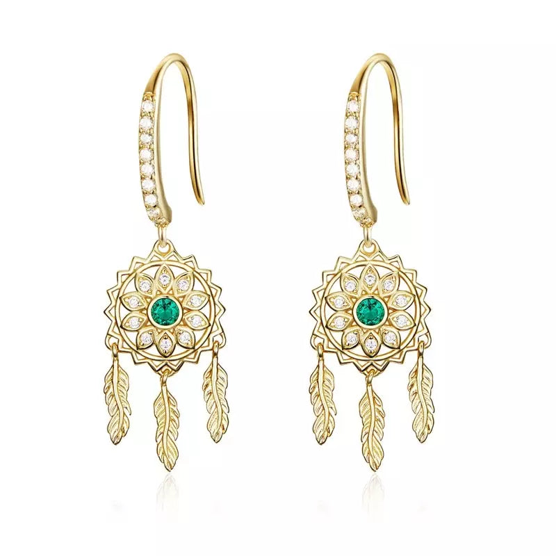 Gold Dream Catcher Earrings - Best of Everything | Online Shopping