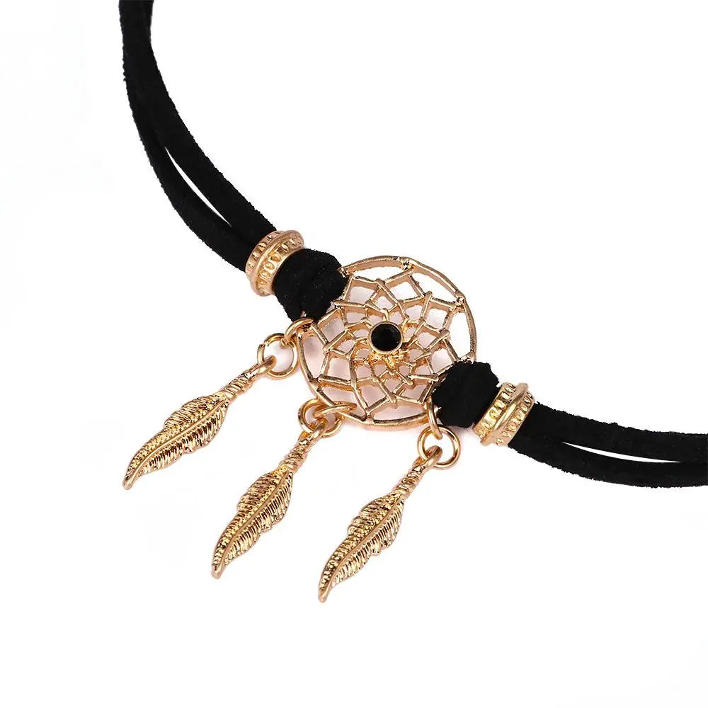Leather dreamcatcher necklace