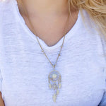 long dream catcher necklace gold pendant