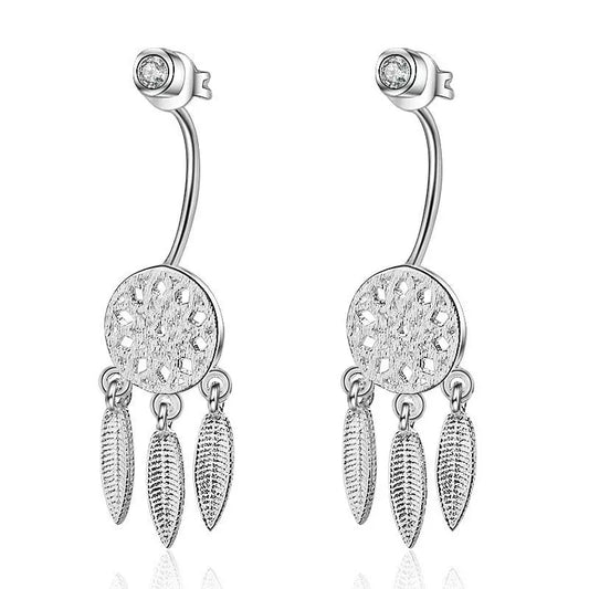 silver dream catcher earrings