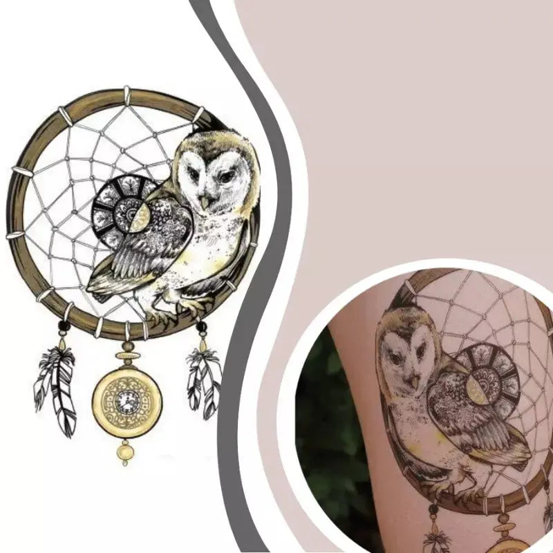 Owl dreamcatcher tattoo