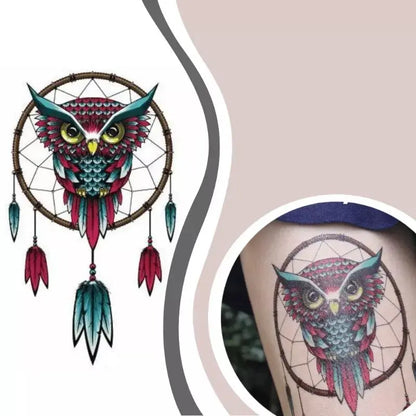 Owl holding dreamcatcher tattoo